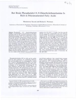 Rat Brain Phosphatidyl-N,N-Dimethylethanolamine Is Rich in Polyunsaturated Fatty Acids