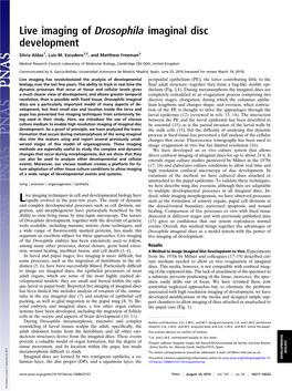 Live Imaging of Drosophila Imaginal Disc Development