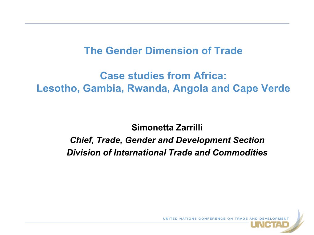 The Gender Dimension of Trade Case Studies from Africa