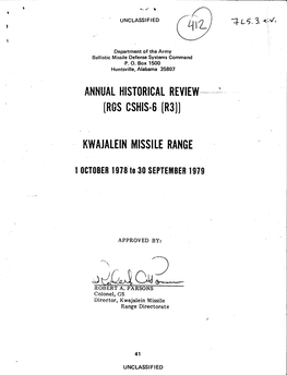 Kwajalein Missile Range 1 October 197810 30