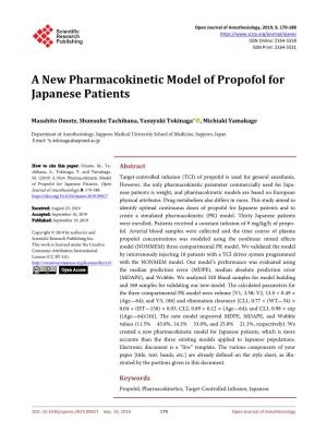 A New Pharmacokinetic Model of Propofol for Japanese Patients