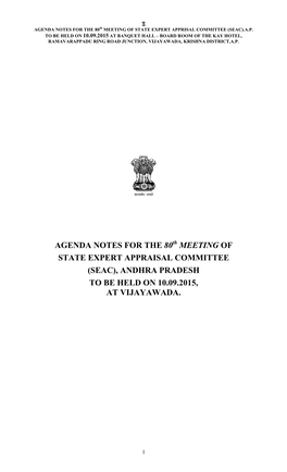 (Seac), Andhra Pradesh to Be Held on 10.09.2015, at Vijayawada