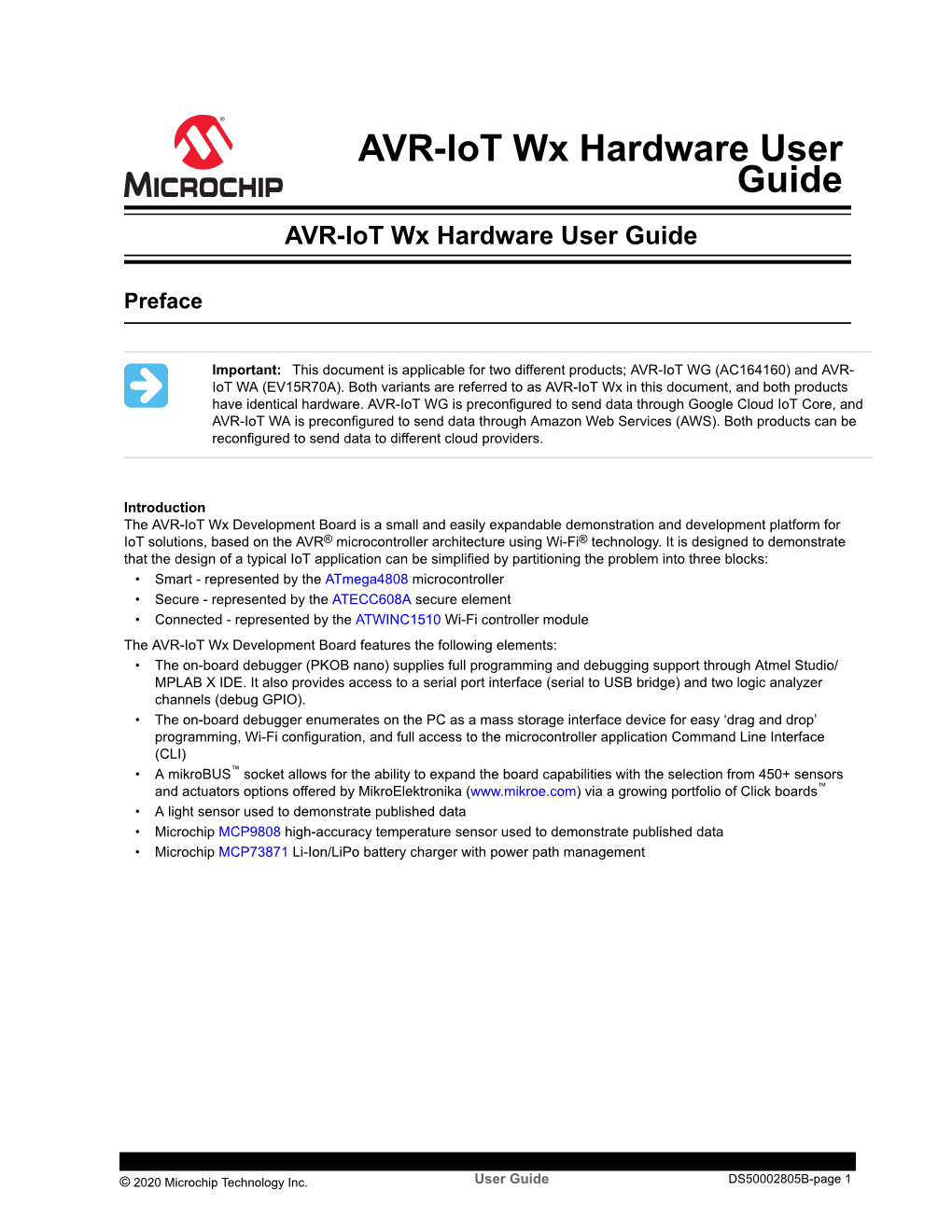 AVR-Iot Wx Hardware User Guide AVR-Iot Wx Hardware User Guide