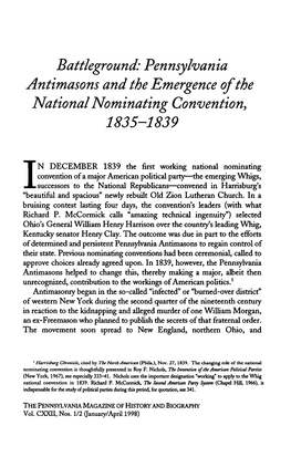 Pennsylvania Antimasons and the Emergence of the National Nominating Convention, 1835-1839