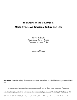 The Drama of the Courtroom: Media Effects on American Culture and Law