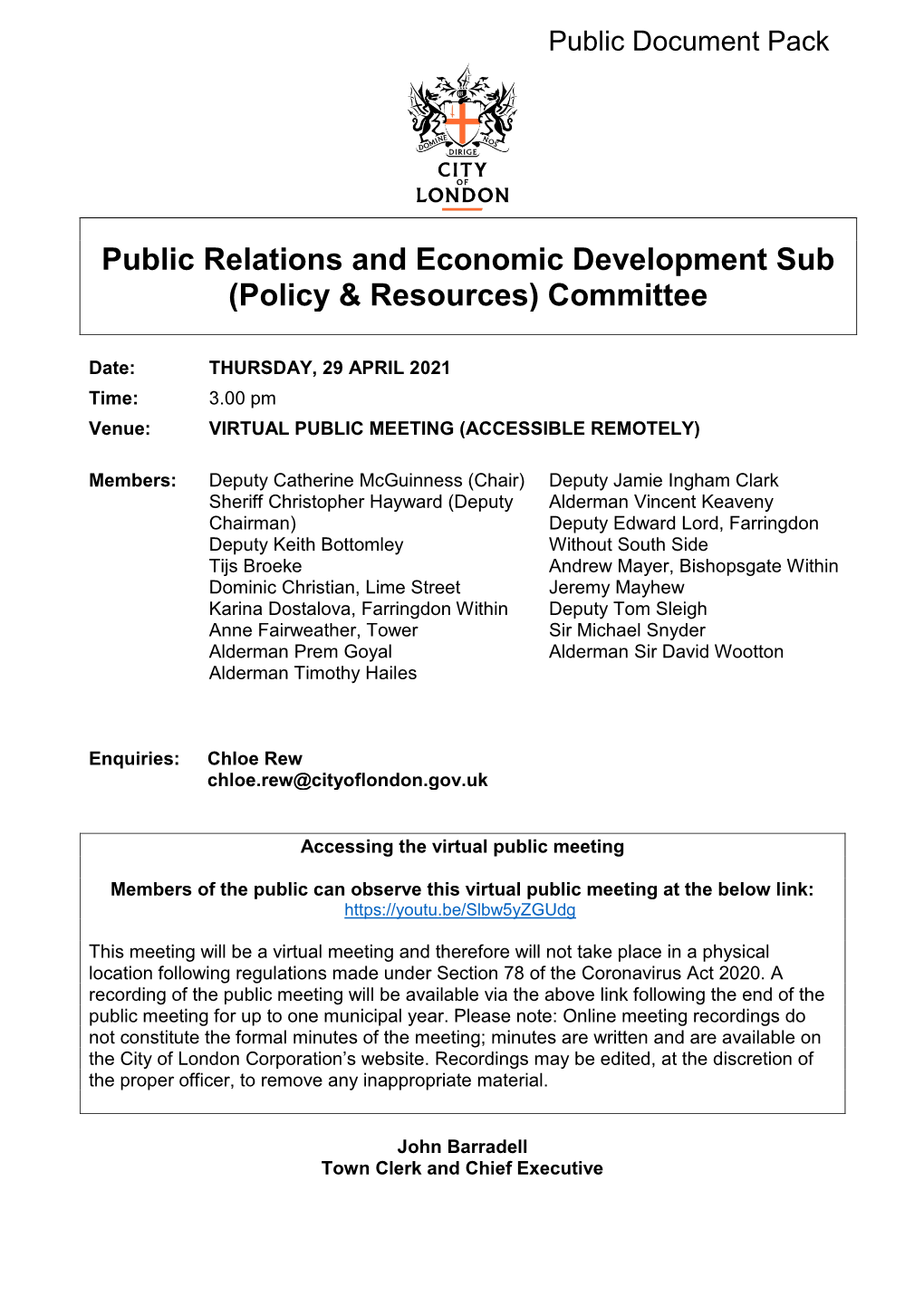 (Public Pack)Agenda Document for Public Relations and Economic