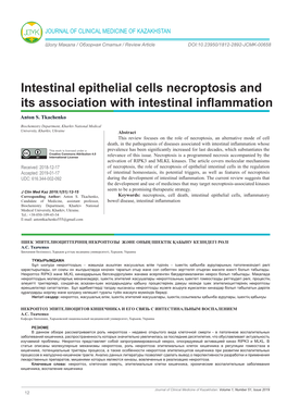 Intestinal Epithelial Cells Necroptosis and Its Association with Intestinal Inflammation Anton S