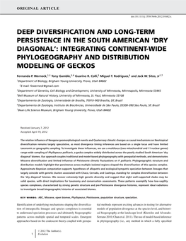 Deep Diversification and Long-Term Persistence in the South American ‘Dry Diagonal’: Integrating Continent-Wide Phylogeography and Distribution Modeling of Geckos