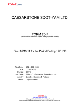 Caesarstone Sdot-Yam Ltd