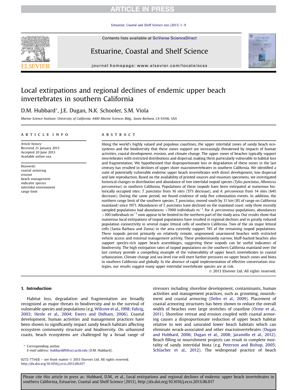 Estuarine, Coastal and Shelf Science Xxx (2013) 1E9