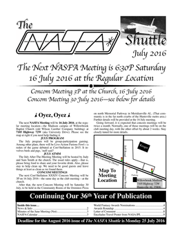 July 2016 NASFA Shuttle