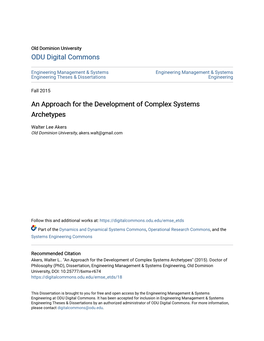 An Approach for the Development of Complex Systems Archetypes