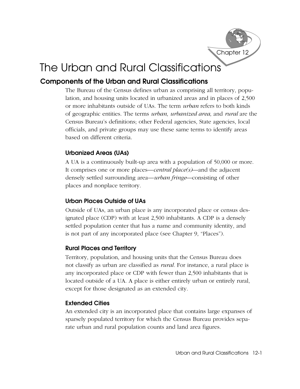 The Urban and Rural Classifications