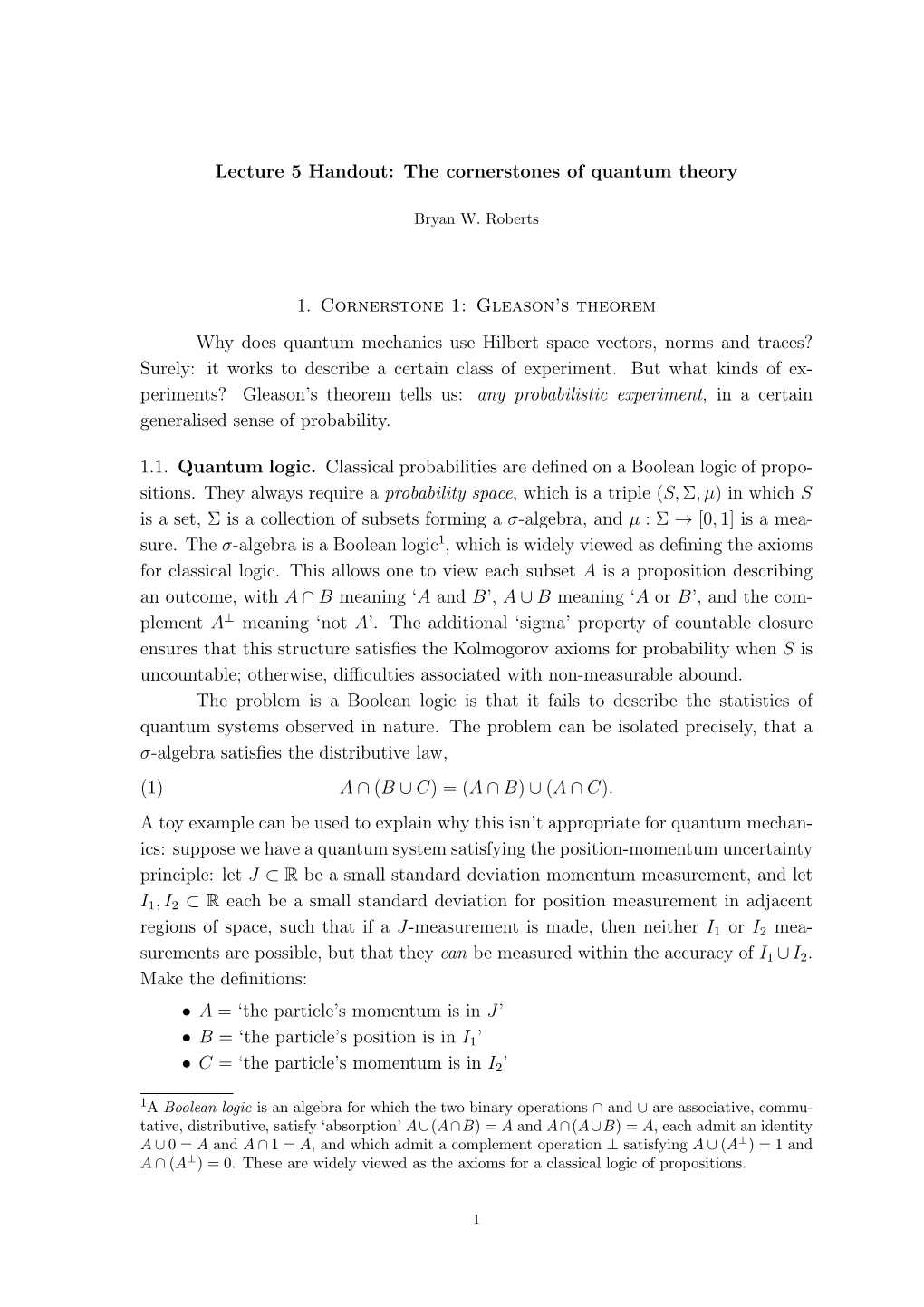 Gleason's Theorem Why Does Quantum Mechanics Use Hilbe