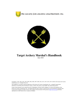 Target Archery Marshal’S Handbook July 2020