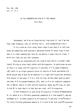 Pub . Mat . UAB Vol . 27 N- 1 on the ENDOMORPHISM RING of A