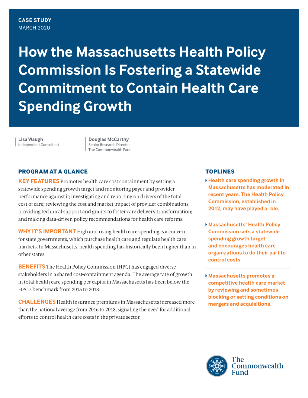 How the Massachusetts Health Policy Commission Is Fostering a Statewide Commitment to Contain Health Care Spending Growth