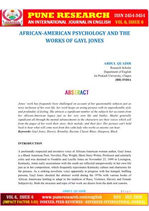 African-American Psychology and the Works of Gayl Jones