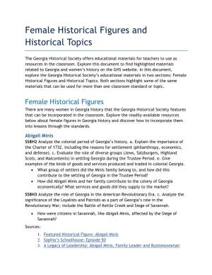 Female Historical Figures and Historical Topics