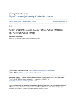 Review of Ezra Greenspan, George Palmer Putnam (2000) and the House of Putnam (2002)