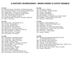 A Century on Broadway Song List