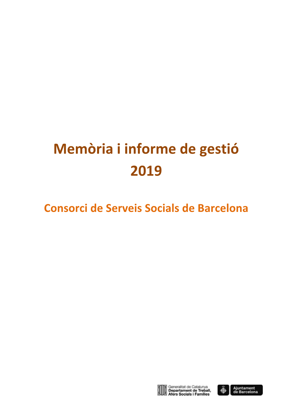 Memòria Del Consorci De Serveis Socials De Barcelona 2019