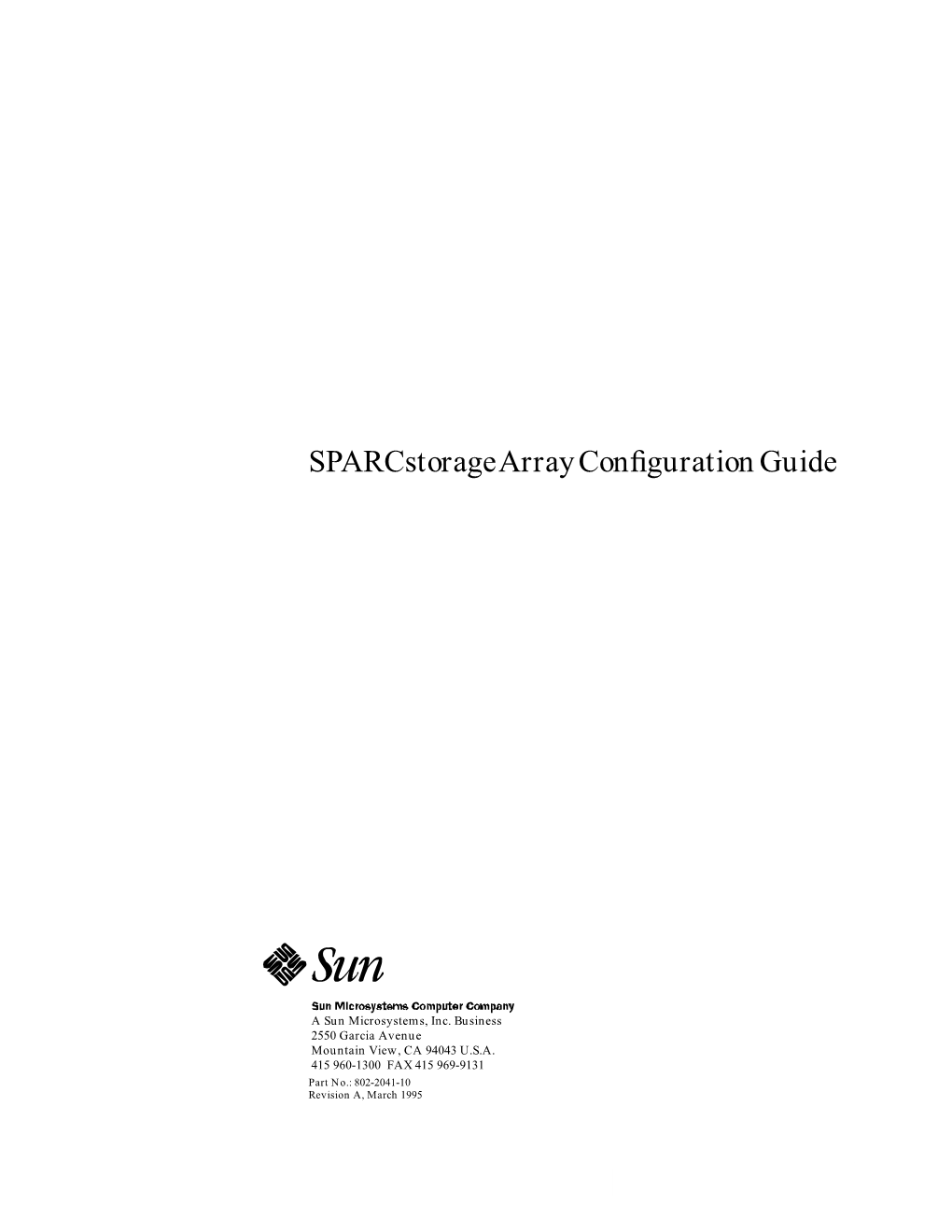 Sparcstorage Array Configuration Guide