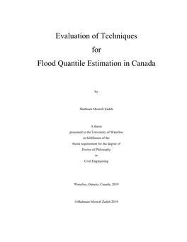 Evaluation of Techniques for Flood Quantile Estimation in Canada