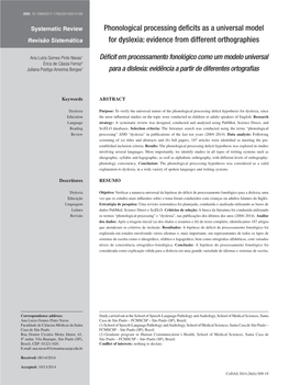 Phonological Processing Deficits As a Universal Model for Dyslexia