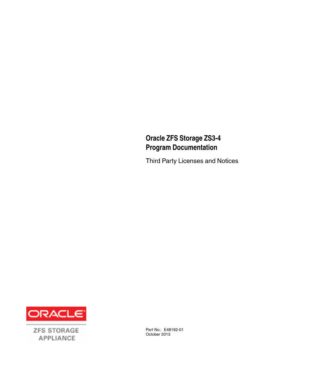 Oracle ZFS Storage ZS3-4 Program Documentation