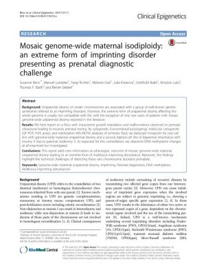 Mosaic Genome-Wide Maternal Isodiploidy: an Extreme Form Of