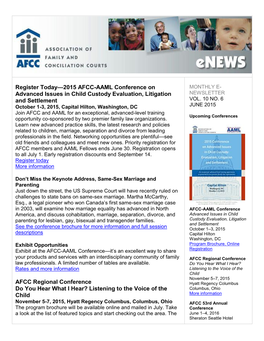 Register Today—2015 AFCC-AAML Conference on Advanced Issues In