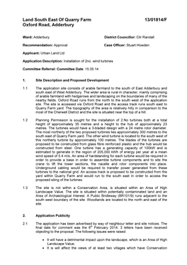 Land South East of Quarry Farm Oxford Road, Adderbury 13/01814/F