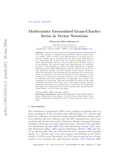 Multivariate Generalized Gram-Charlier Series in Vector