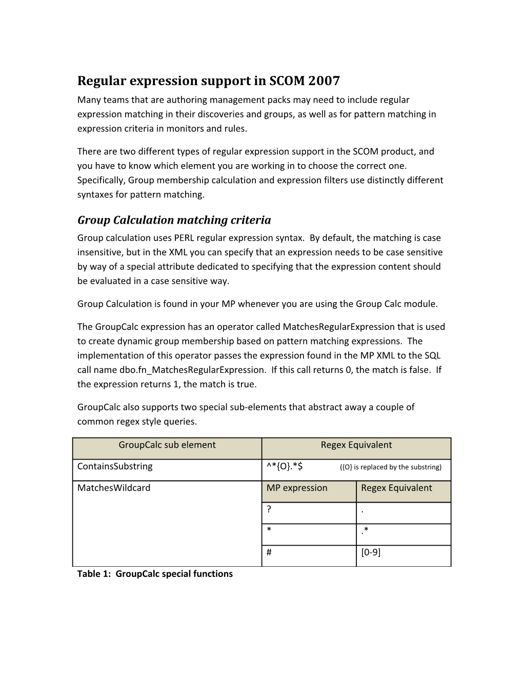 Regular Expression Support in SCOM 2007