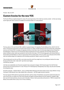 Custom Liveries for the New 935 the Porsche 935 Was Originally Designed for Racing