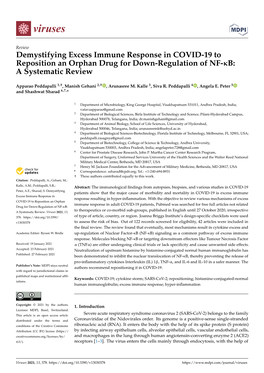 Demystifying Excess Immune Response in COVID-19 to Reposition an Orphan Drug for Down-Regulation of NF-Κb: a Systematic Review