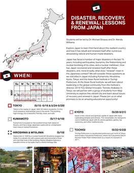 Disaster, Recovery, & Renewal: Lessons from Japan