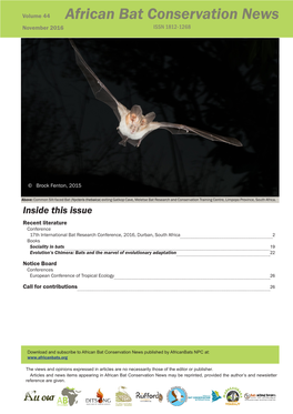 African Bat Conservation News November 2016 ISSN 1812-1268