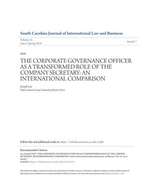 The Corporate Governance Officer As a Transformed