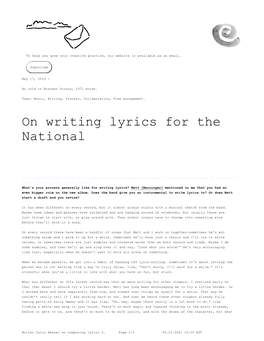 Writer Carin Besser on Composing Lyrics for the National