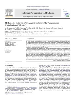 Phylogenetic Footprints of an Antarctic Radiation: the Trematominae (Notothenioidei, Teleostei) ⇑ A.-C