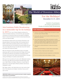 For the Holidays! the World of Downton Abbey