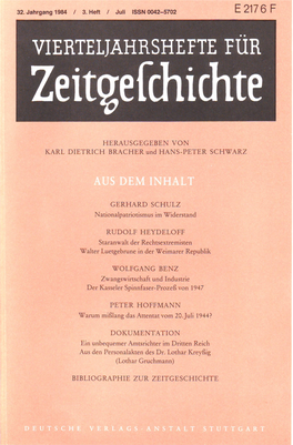 Vierteljahrshefte Für Zeitgeschichte Jahrgang 32(1984) Heft 3