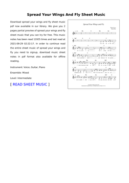 Spread Your Wings and Fly Sheet Music