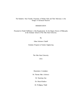 The Radiative Heat Transfer Properties of Molten Salts and Their Relevance to the Design of Advanced Reactors