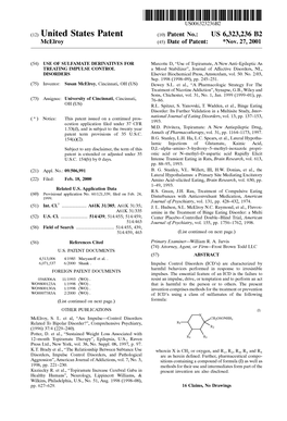 (12) United States Patent (10) Patent No.: US 6,323,236 B2 Mcelroy (45) Date of Patent: *Nov