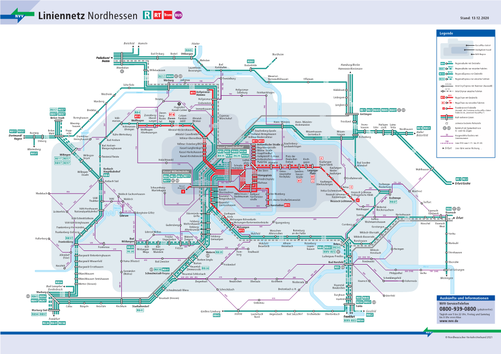 Liniennetz Nordhessen (Schematisch)