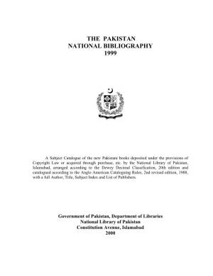 The Pakistan National Bibliography 1999
