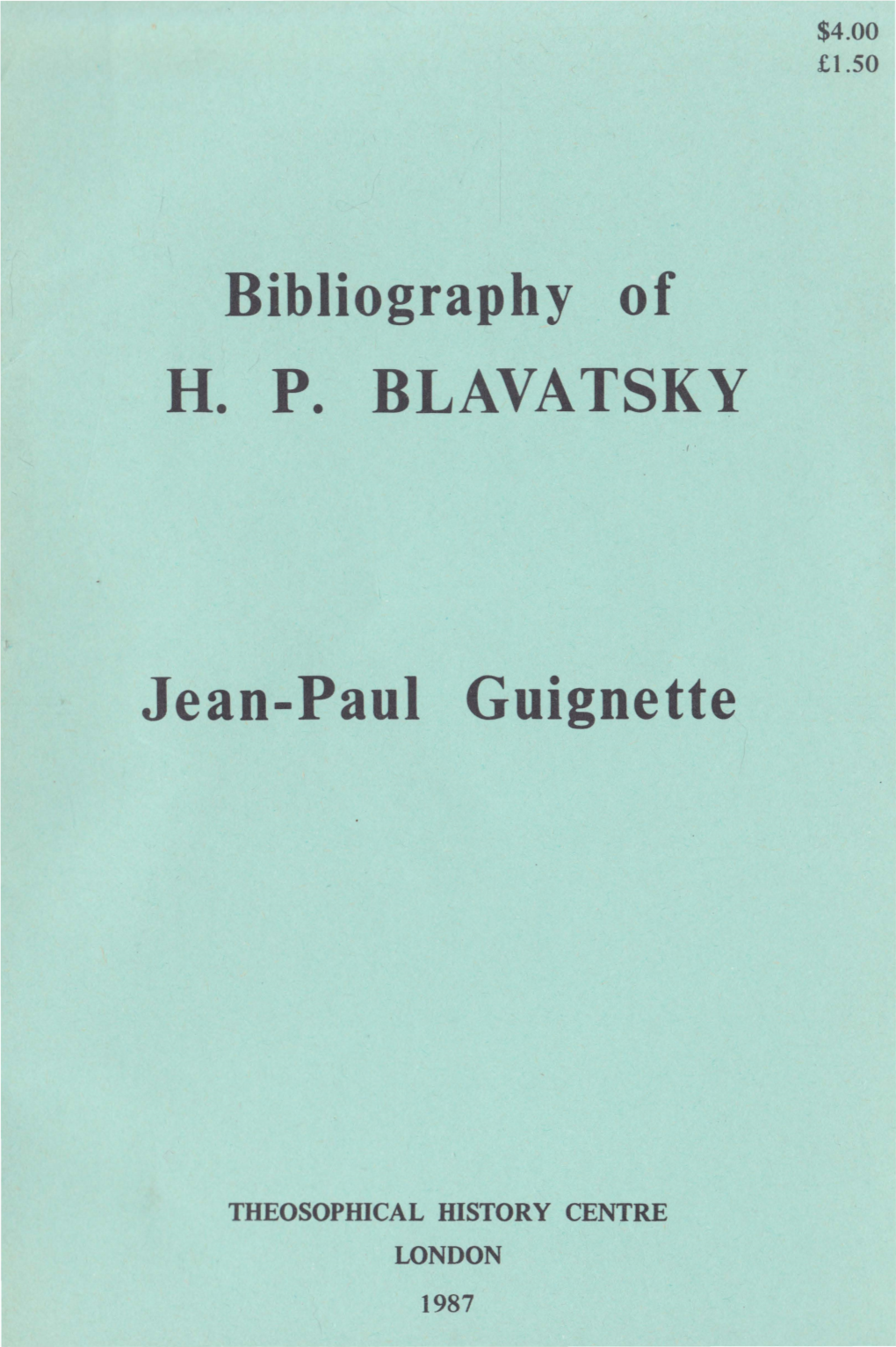 Bibliography of H. P. BLAVATSKY